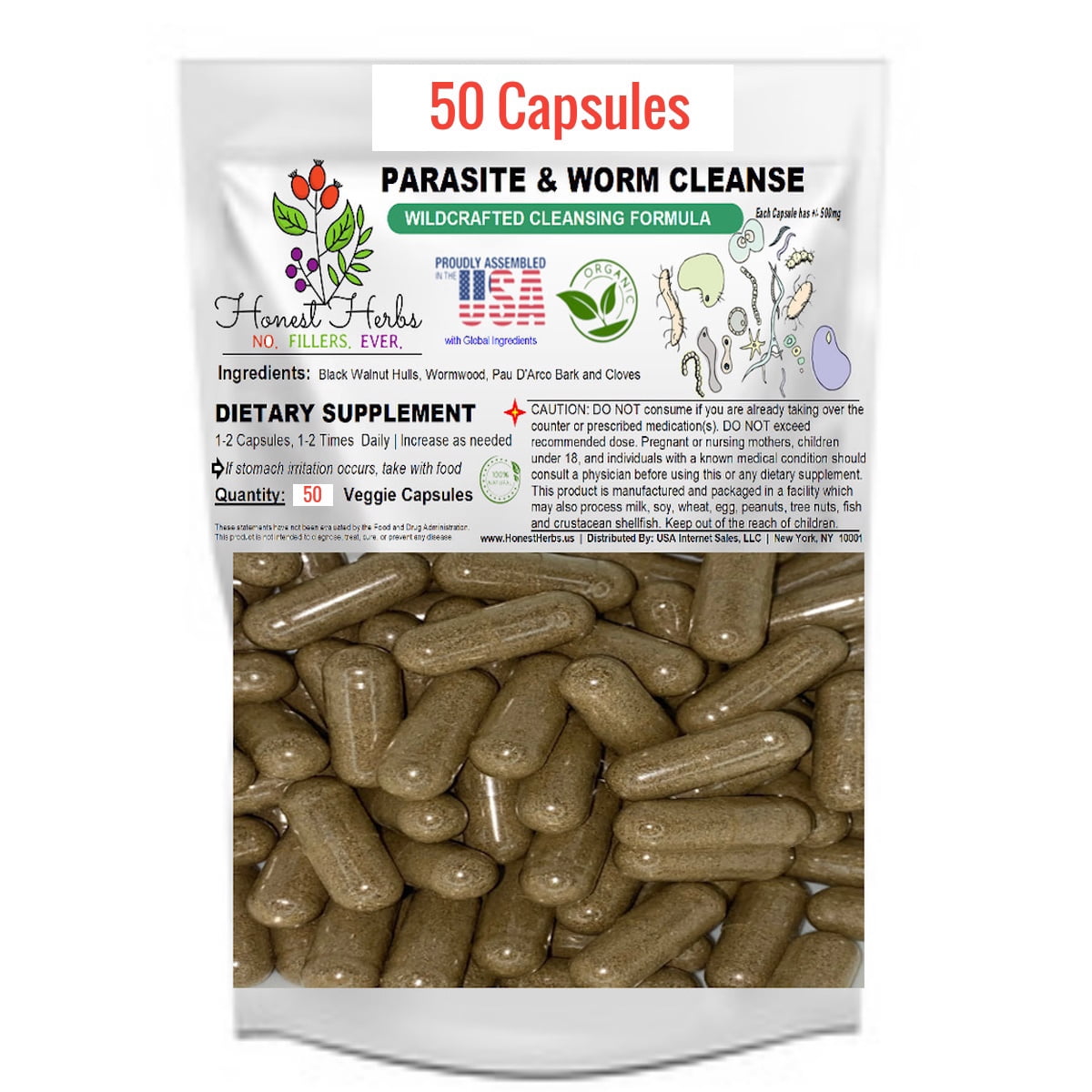 Worm & Parasite Blend Natural Cleanse Formula Black Walnut Hulls