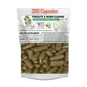 مزيج الدودة والطفيليات - تركيبة التطهير الطبيعي - أجراس الجوز السوداء - Wormwood - Pau DArco Bark - Clove - No Fillers - 200 Veggie Caps
