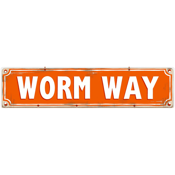 Worm Way Humor Tin Sign - 16x4 Inch - Ideal for Garden, Garage, Man Cave Decor - Funny Garden Signs, Worm Wall Art