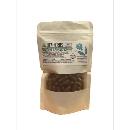 Worm and Parasite Cleanse Blend - Wormwood, Pau D'Arco, Cloves, Blk. Walnut - Hand Crafted, No Fillers, 500mg, 300 Veggie Capsules