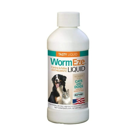 Wormeze Liquid Wormer With Piperazine For Cats Dogs 8 oz.