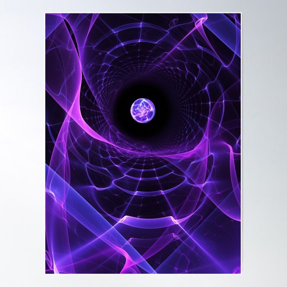 Wormhole - Fractal Alien Scifi Scene Poster Wall Art, Modern Wall Decor For Living Room Bedroom, 24x36 UNFRAMED