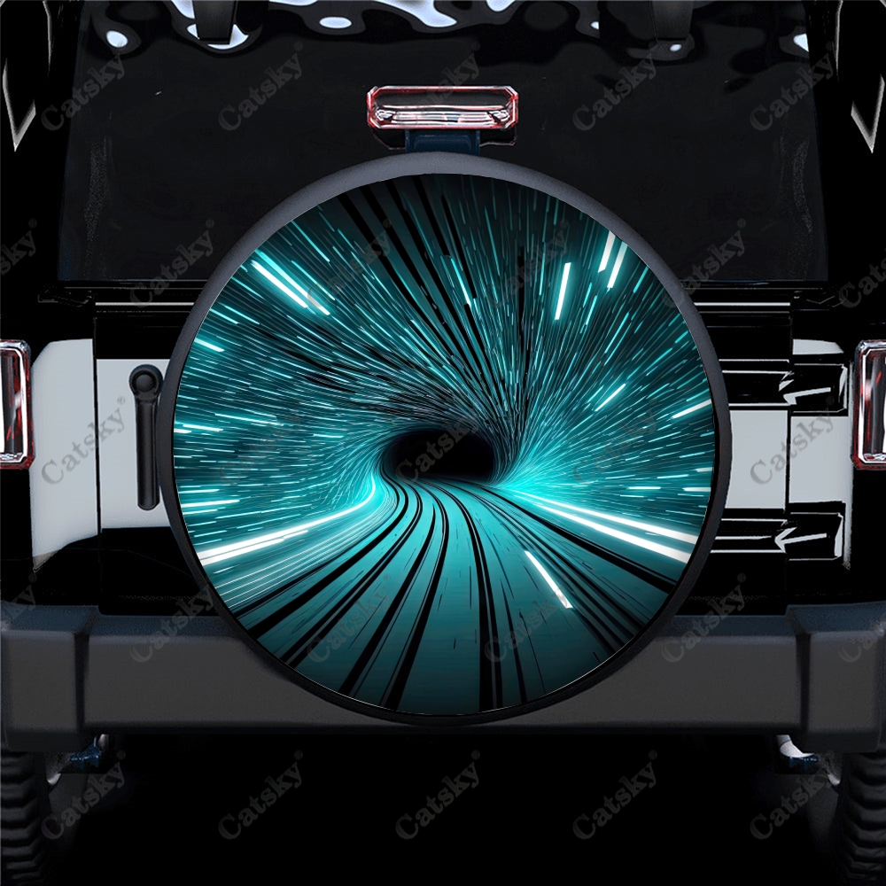 Wormhole Tunnel Science Fiction Pattern Polyester Universal Spare Wheel