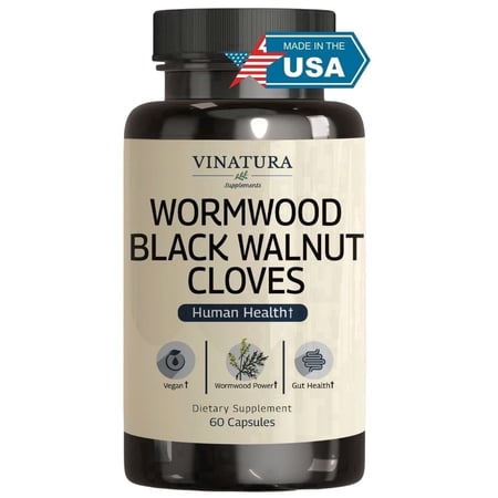 Vinatura Wormwood Black Walnut Clove Capsules - Cleanse, Detox, Intestinal Guard Formula Supplement, Wormwood herb, Black Walnut Extract Combination