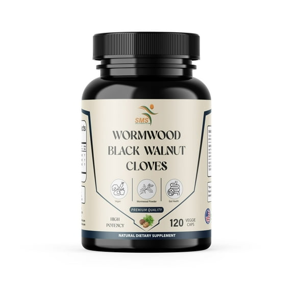 Wormwood Black Walnut Clove Capsules Herbal Detox & Cleanse Supplement, 120 Capsules for Digestive Support and Wellness