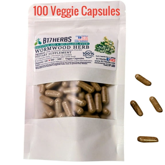 Wormwood Capsules - Non GMO - Gluten Free - Helps with a Para Cleanse - Veggie HMPC Caps, 400mg, 100 Capsules