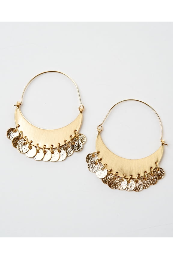 Worn Gold Earrings With Small Gold Discs