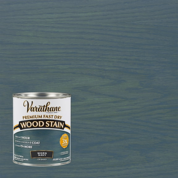 Worn Navy, Varathane Premium Fast Dry Wood Stain-297428, Quart