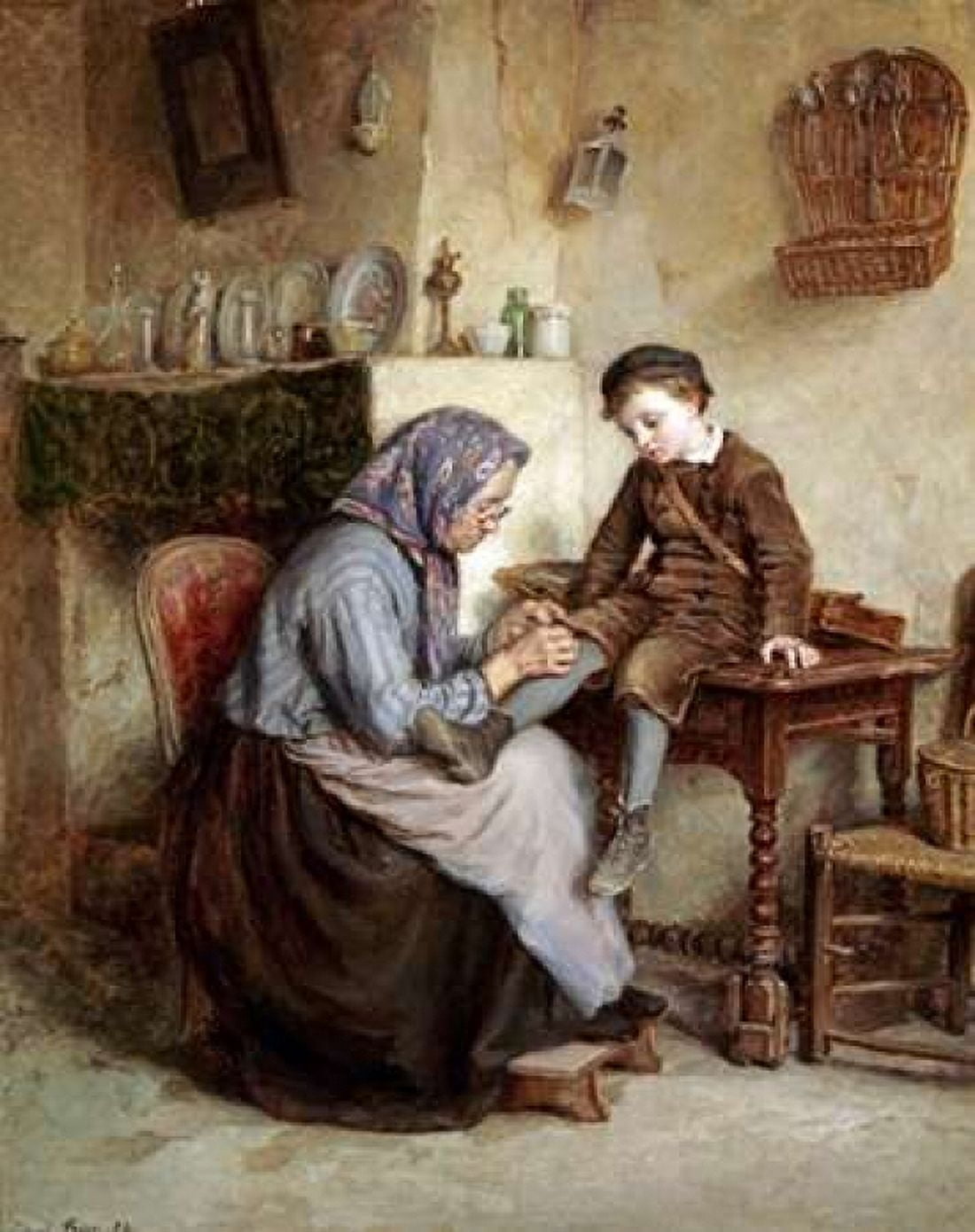 Worn Through Canvas Art - Edouard Frere (24 x 30)