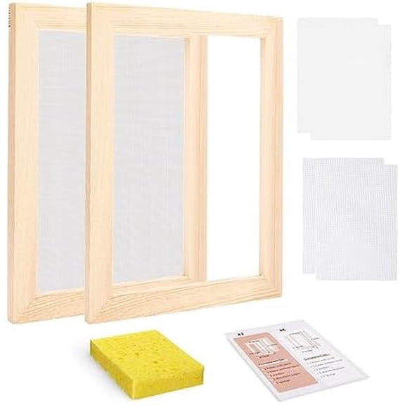 Worown A5 Wooden Paper Making Screen Kit, Paper Making Frames, Mould and Deckle for Paper Making, DIY Paper Crafts