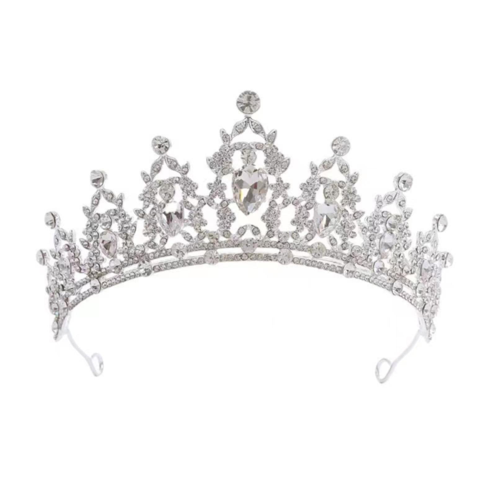 Warkul 2Pcs/Set Women Shiny Rhinestone Birthday Tiara Crowns Warkul 2Pcs/Set Women Shiny Rhinestone Birthday Tiara Crowns