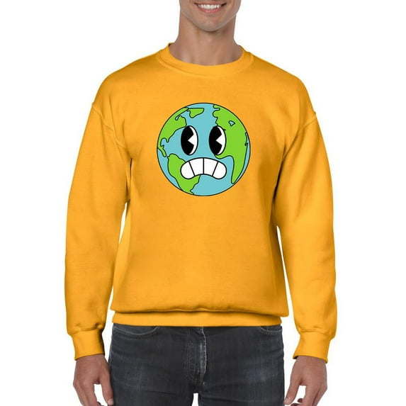Worried World Toon Style Sweatshirt Men -Image by Shutterstock, Male x-Large