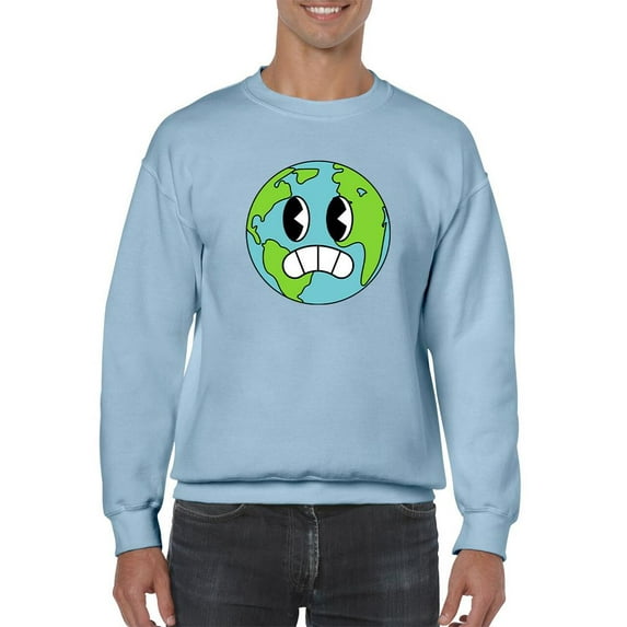 Worried World Toon Style Sweatshirt Men -Image by Shutterstock, Male x-Large