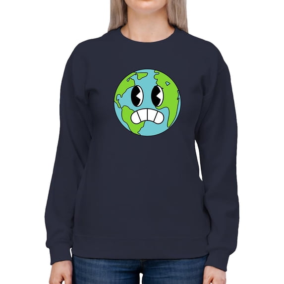 Worried World Toon Style Sweatshirt Women -Image by Shutterstock, Female 5X-Large