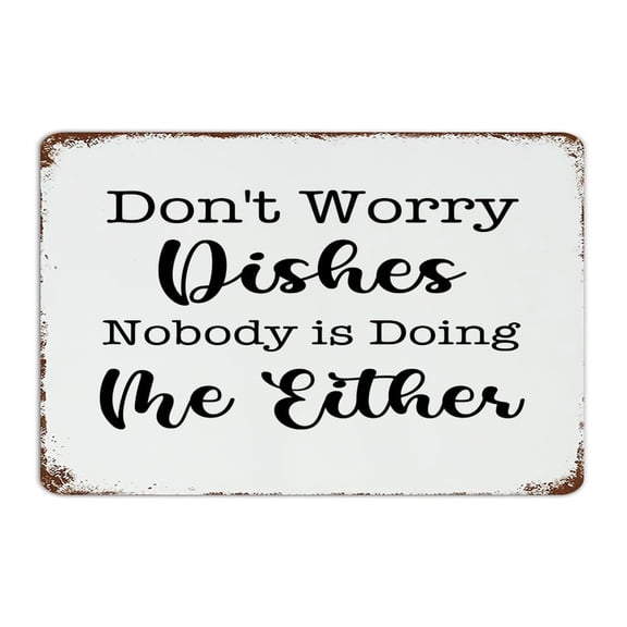 Don't Worry Dishes Nobody Is Doing Me Either Fashion Chic Tin Sign Country Outside Signs Man Cave Decor Tin Sign for Terrace Cabin Men Size: 8 x 12 inch