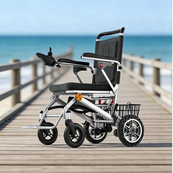 Worry-Free Fold Lightweight Electric Wheelchair - 500W All-Terrain Power Wheelchair for Adults, Auto-Locking & 15 Mile Range for Secure Daily Mobility