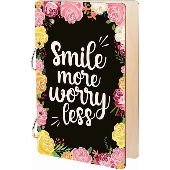 More Worry Less Greeting Card Holder Organizer Wooden Card Keeper Binder Planning Book Flowers Birthday Cards Keeper Photo Album Cover Graduation Wedding Planner Journal Keepsake Gift