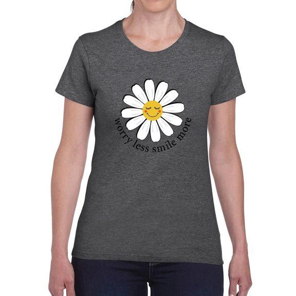 Worry Less Smile More T-Shirt Women -Image by Shutterstock, Female Large