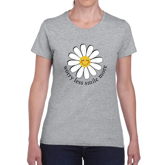Worry Less Smile More T-Shirt Women -Image by Shutterstock, Female Medium