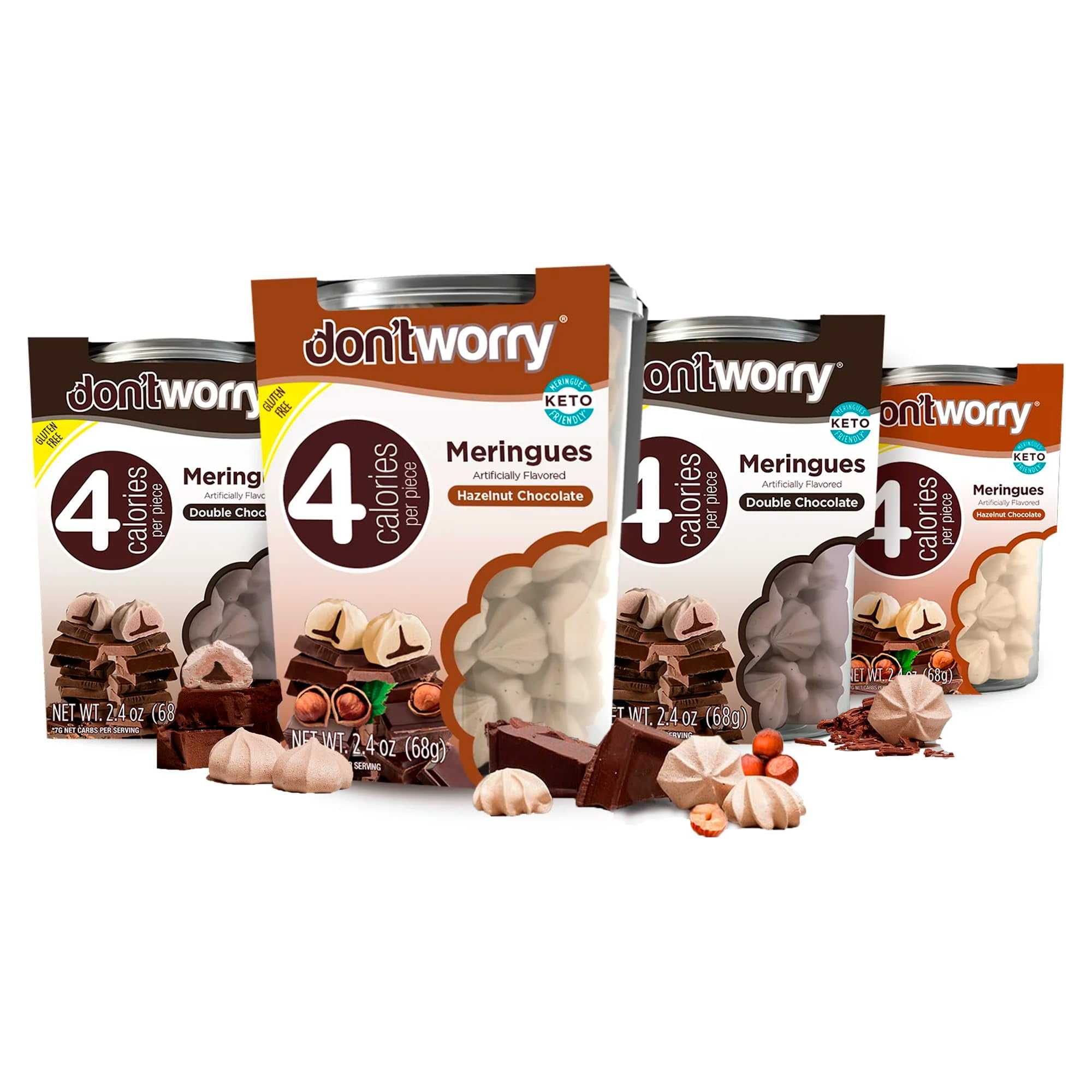 Don't Worry Low TWE5 Calorie Meringue Cookies - 4 Pack - Chocolate ...
