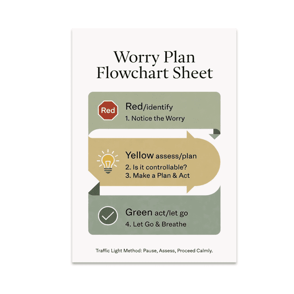 Worry Management Guide Flowchart - Emotional Regulation Poster - 13x19 Poster Print
