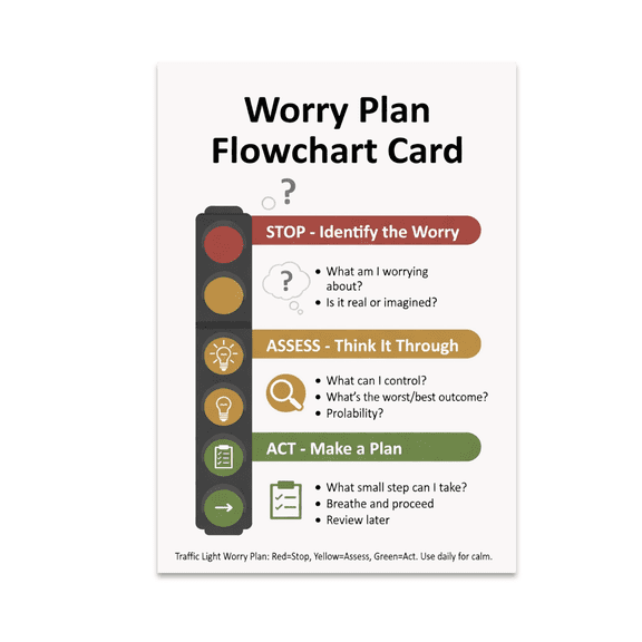 Worry Plan Flowchart Wall Decor - Mental Health Advocate - 13x19 Poster Print
