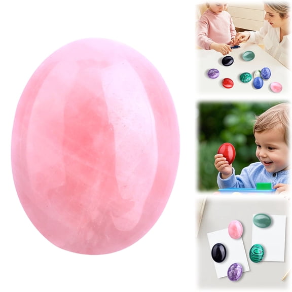 Worry Stones, Crystal Palm Stone, Oval Thumb Worry Stone for Anxiety Stress Relief Therapy, Polished Rocks, Polished Chakra Pocket Energy Stone for Meditation Rose Quartz