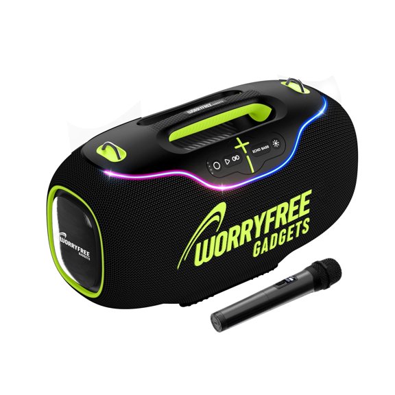 WorryFree Gadgets 350W Bluetooth Conference Wireless Speaker with Karaoke, Clear Treble, Black, Includes 1 Microphone