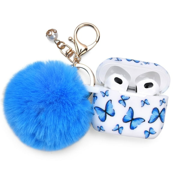 Worryfree Gadgets Airpods 3 Case Generation 3rd Silicone Case with Pom Pom Keychain
