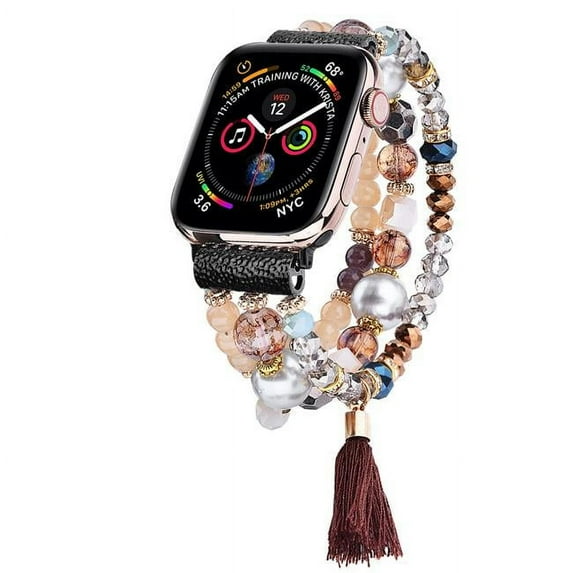 Worryfree Gadgets Bangle Style Fashion Band/Apple Watch Band/Apple Watch Strap for Apple Watch 45/44/42mm, 41/40/38mm Beaded iWatch Wristband/iWatch Strap/iWatch Band for Women Girls