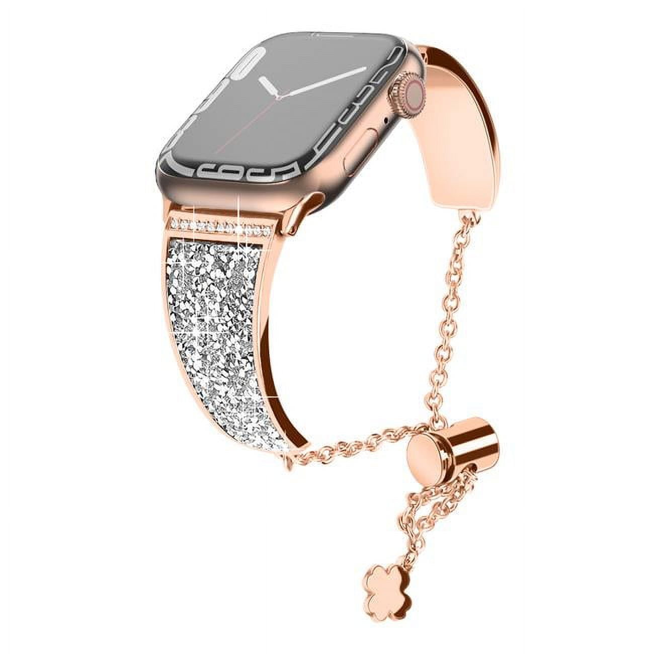 Worryfree Gadgets Metal Bling Band Compatible with Apple Watch Band Stainless Steel Fashion Wristband with Crystals for Women Girls iWatch Series 8 7 6 SE 5 4 3 2 1 Walmart