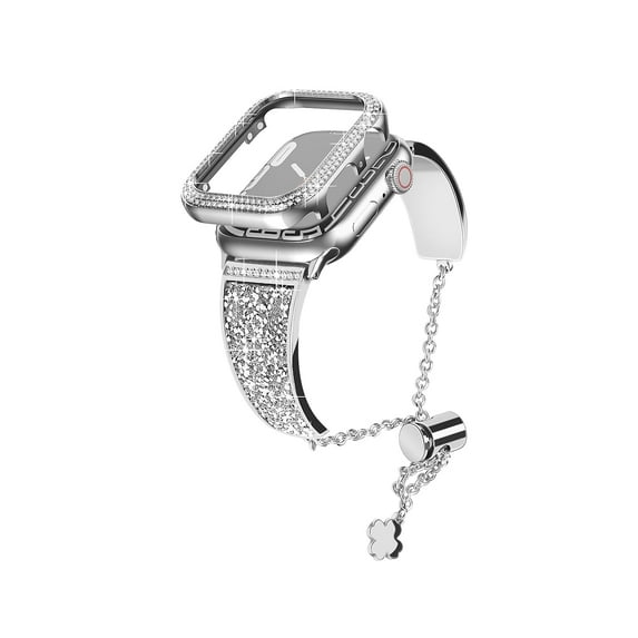 Worryfree Gadgets Metal Wristband with Bumper Case for i Watch Silver 45mm (SD1618-SLV45)