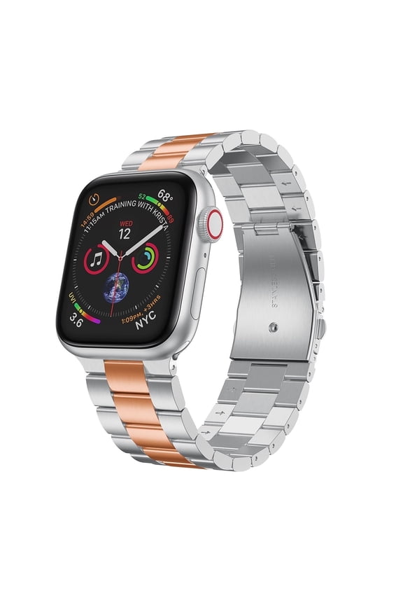 Wristband Compatible iWatch (GPS) 42/44/45/49 mm Stainless Steel Case with Silver Band, New 1 Pack