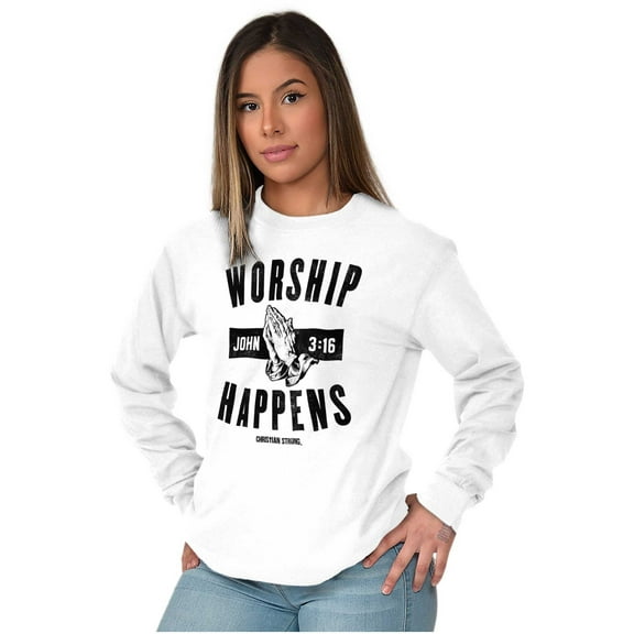 Worship Happens John 3:16 Prayer Long Sleeve TShirt Men Women Brisco Brands S
