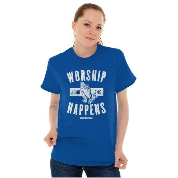 Worship Happens John 3:16 Prayer Men's Graphic T Shirt Tees Brisco Brands X