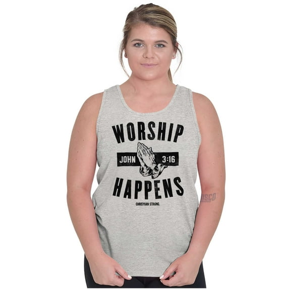 Worship Happens John 3:16 Prayer Tank Top T Shirts Men Women Brisco Brands L