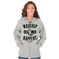 thumbnail image 1 of Worship Happens John 3:16 Prayer Zip Up Hoodie Men's Women's Brisco Brands S, 1 of 6