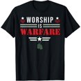 thumbnail image 1 of Worship Is Warfare - Military Christian Quote Praise Warrior T-ShirtMen and women, Black T-shirt, size: Extra large, 1 of 4