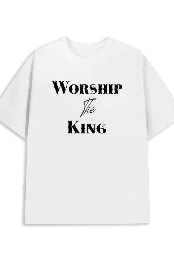 Greenink Worship King Tee mens 180G 100% Cotton white Casual Unisex Shirt Graphic Tee tshirts Vintage Unisex Shirt Crewneck tshirts Retro Unisex Shirt Graphic Tee tshirts