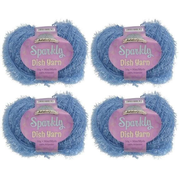 JubileeYarn Sparkly Dish Scrubby Yarn, 50g Per Skein, 4 Skeins Color 22 Sapphire