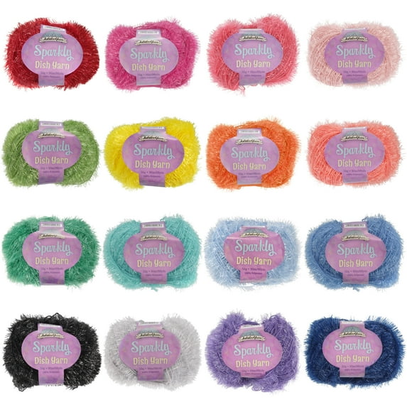 JubileeYarn Sparkly Dish Scrubby Yarn - Worsted Weight - 50g/Skein - Variety Pack - 12 Skeins