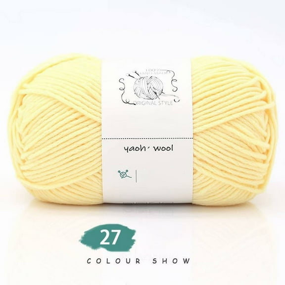 Worsted Weight Yarn Light and Breathable Cotton Yarn Knitting yarn Yarn Hand Woven Yarn Soft Knitting Yarn for Crafts Bulk Yarn Light Yellow 7.87x3.93 Inch (1Pcs)