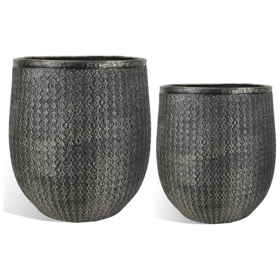 Worth 12" Round Planter, Lightweight Magnesium Oxide Cement Plant Pot, Grey