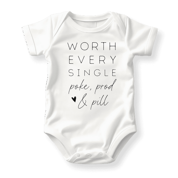 Worth Every Poke Prod Pill Baby Bodysuit, Newborn Outfit, Baby Clothes, Gift for Children 12m White