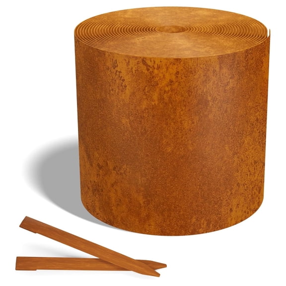 Worth Galvanized Steel Landscape Edging Roll with 16 Stakes, 6 Inch x 50 Foot, Rust
