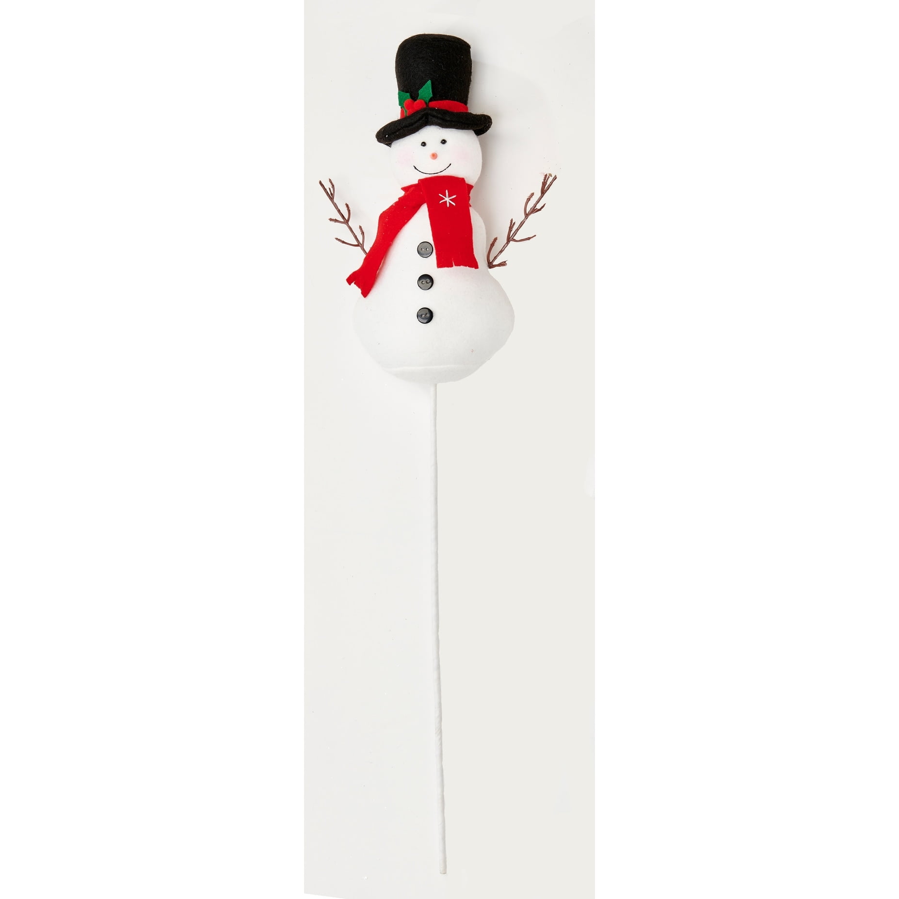 Festive White and Black Snowman Planter Pick Set