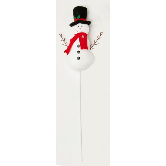 Worth Imports 11" Snowman on 16" Stick w/ Black Hat Planter Pick, Set of 3 - Multicolor