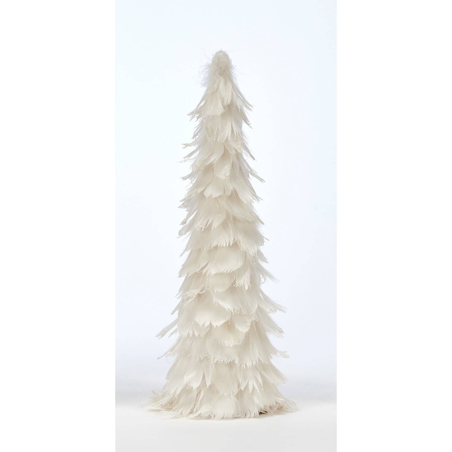 White Feather Tabletop Christmas Tree with Glitter Tips