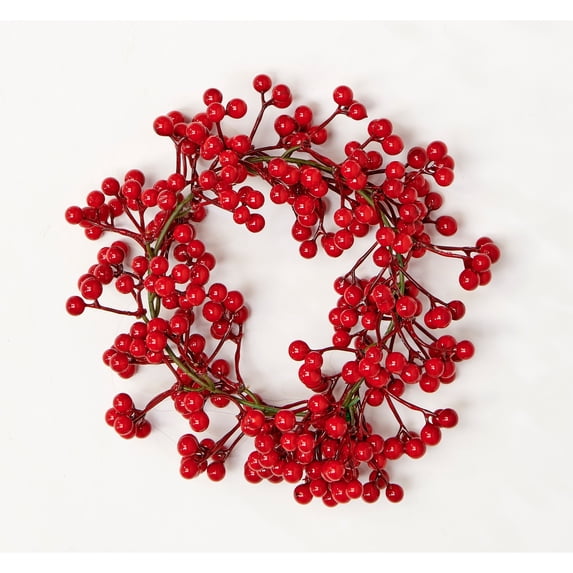 Worth Imports 4.5" Red Berry Pillar Candle Ring, Set of 2 - 9