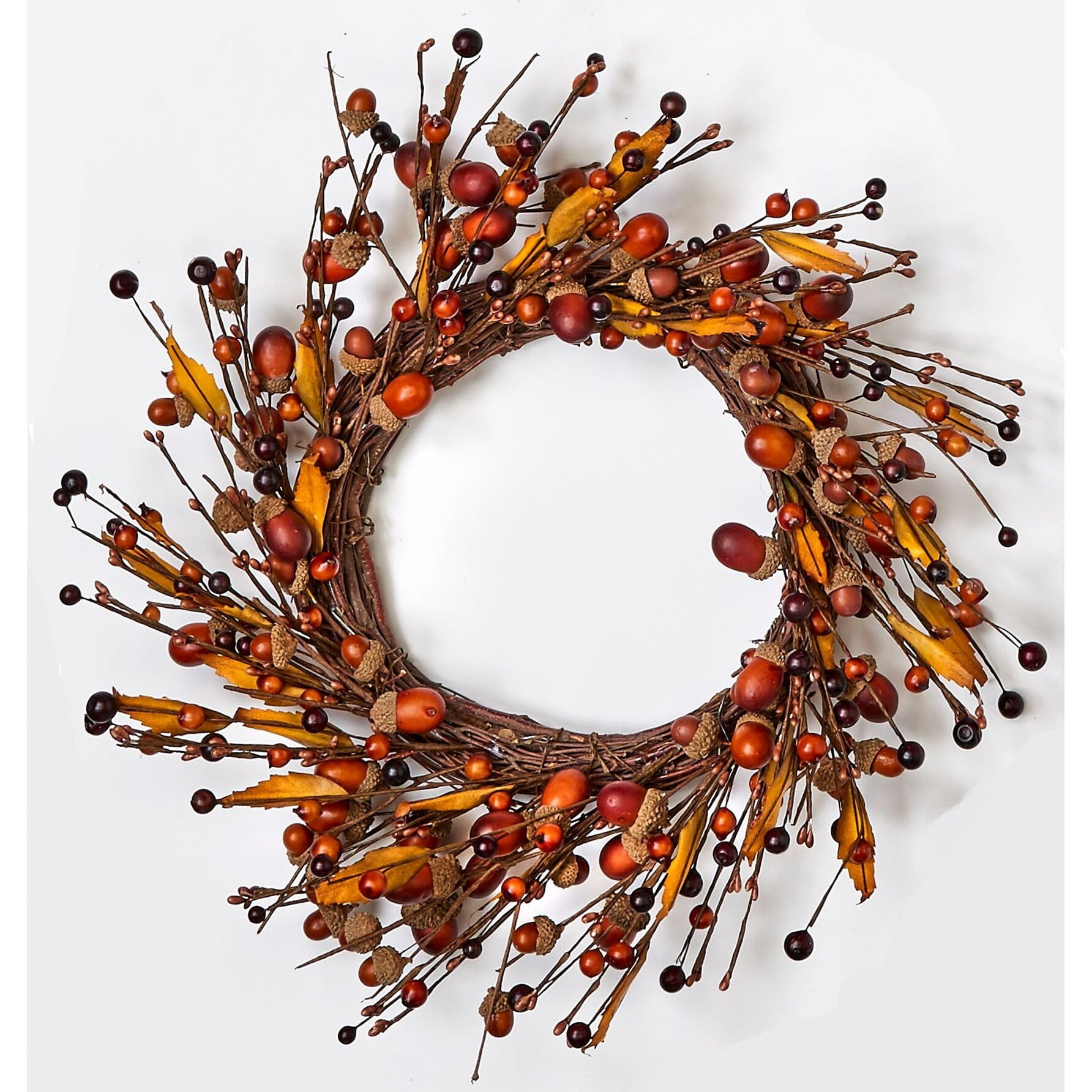 14" Autumn Acorn and Leaf Twig Wreath